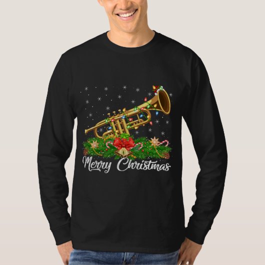 Trumpet Music Lover Matching Santa Hat Trumpet Chr T-shirt (Voorkant)