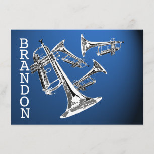 Trumpet Music Merci bleu foncé carte plat