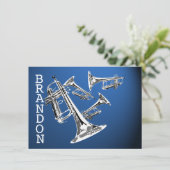 Trumpet Music Merci bleu foncé carte plat (Debout devant)