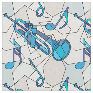 Trumpet Music Note Fragmenten Stof