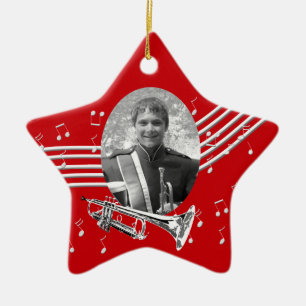 Trumpet Music Red Star Keramisch Ornament