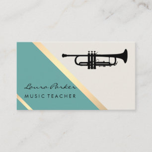 Trumpet Musician Music Teacher Retro Gold Visitekaartje