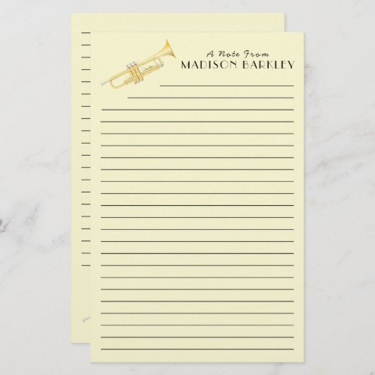 Trumpet Musicien enseignant papeterie (Devant / Derrière)