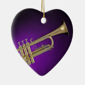 Trumpet Paarse achtergrond Keramisch Ornament (Rechts)