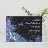 Trumpet & Piano Musical Bar Invitation Bat mitzvah (Debout devant)