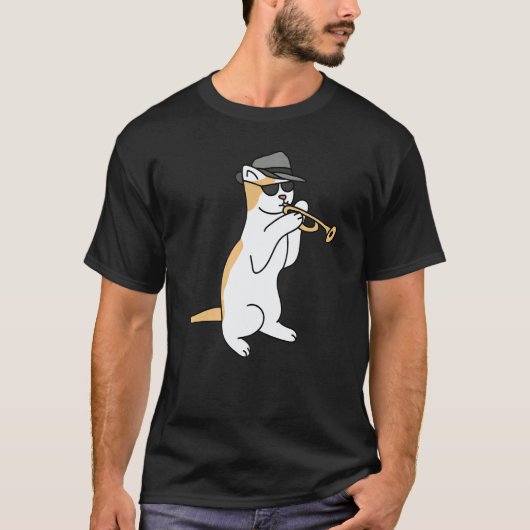 Trumpet Player Cat Jazz T-shirt (Voorkant)