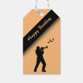 Trumpet Player Happy Birthday Peach Cadeaulabel (Voorkant)