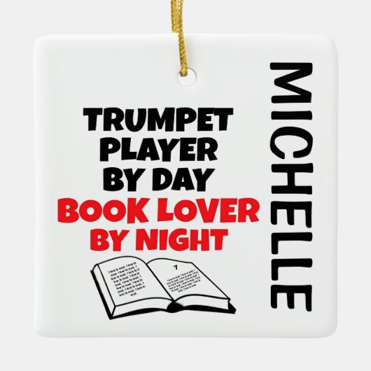 Trumpet Player is dol op CUSTOM lezen Keramisch Ornament (Voorkant)