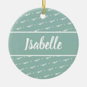 Trumpet Player Musician Gift Personalised Green Keramisch Ornament