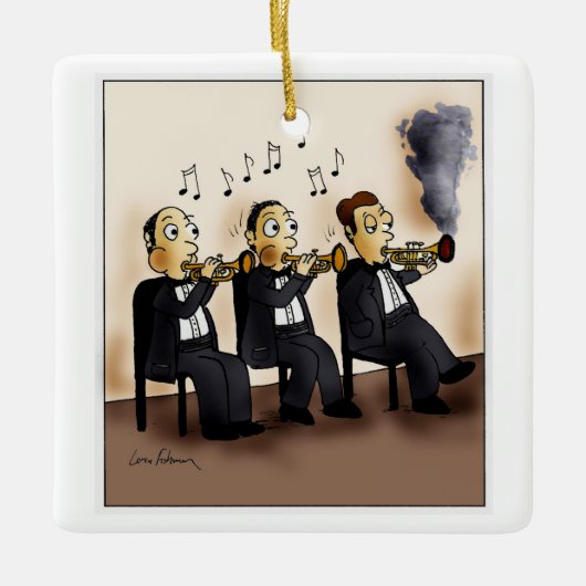 Trumpet Player Smoking Cartoon Keramisch Ornament (Voorkant)