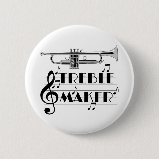 Trumpet Player Treble Maker Ronde Button 5,7 Cm (Voorkant)