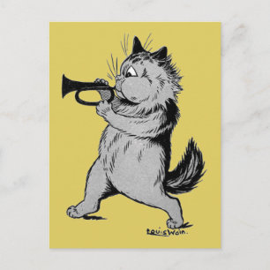 Trumpet Player (Trumpeter) Cat, Louis Wain Briefkaart