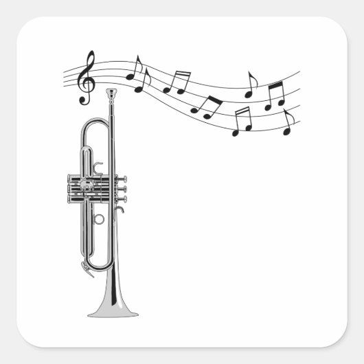 Trumpet Player Vierkante Sticker (Voorkant)