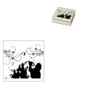 Trumpet Section Green Music Rubberstempel (Gestempeld)