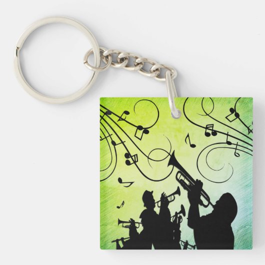 Trumpet Section Green Music Sleutelhanger (Voorkant)