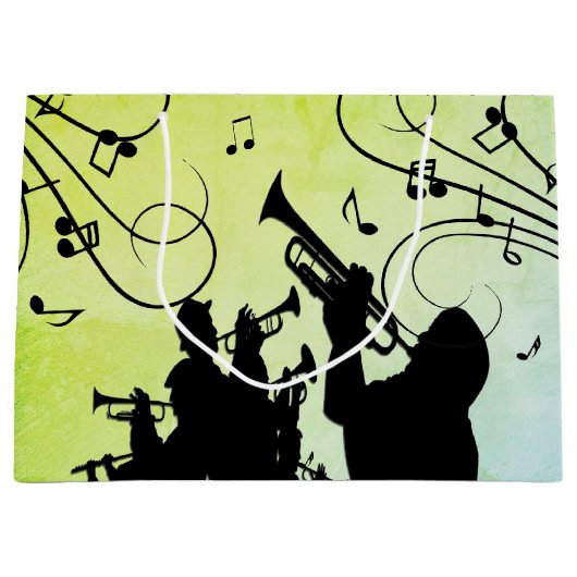 Trumpet Section Jazz Music Green Groot Cadeauzakje (Voorkant)