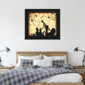 Trumpet Section Jazz Music Oranje Rust Canvas Afdruk (Insitu (Slaapkamer))