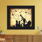 Trumpet Section Jazz Music Oranje Rust Canvas Afdruk (Insitu (Woonkamer))