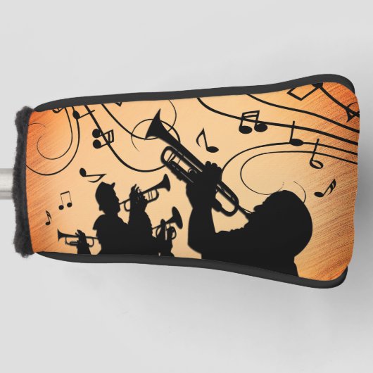 Trumpet Section Jazz Music Oranje Rust Golfheadcover (Voorkant)