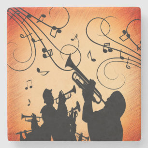 Trumpet Section Jazz Music Oranje Rust Stenen Onderzetter