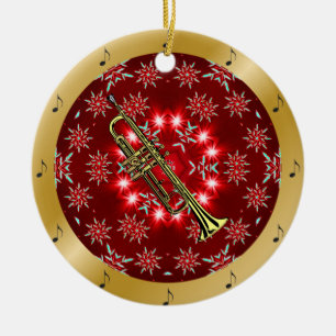 Trumpet ~ Silver ~ Red ~ Gold ~ Kerstmis ~ Keramisch Ornament