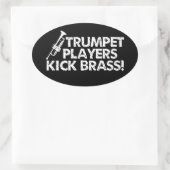 Trumpet spelers Kick Brass. Ovale Sticker (Tas)