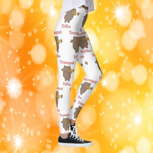 Trumpet Tribe Brown Cat Pink Pattern Leggings