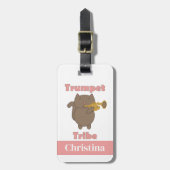 Trumpet Tribe Brown Cat Pink Personalize Bagagelabel (Voorkant verticaal)