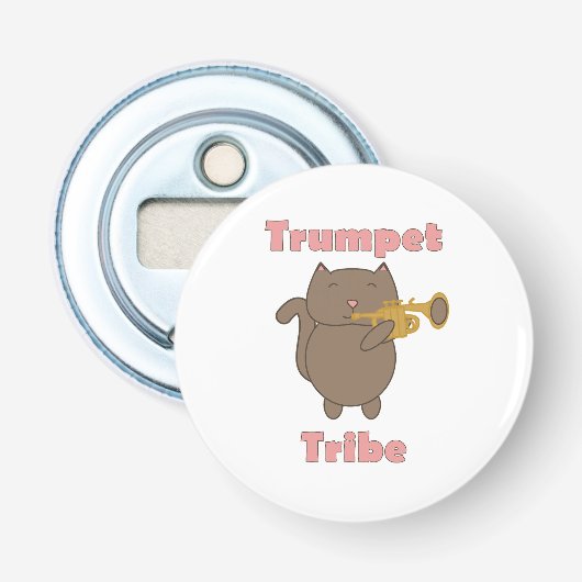 Trumpet Tribe Cat Pink Letters Button Flesopener (Voorkant)