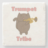 Trumpet Tribe Funny Cat Pink Stenen Onderzetter (Voorkant)