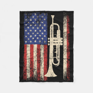 Trumpet USA Amerikaanse Vlag Shirt Jazz Muziek Vin Fleece Deken