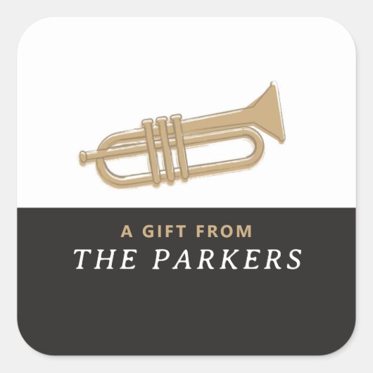 TRUMPET VIERKANTE STICKER (Voorkant)