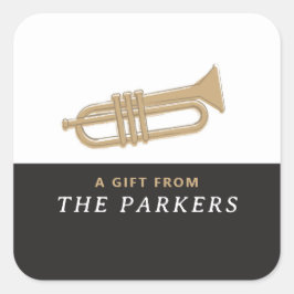 TRUMPET VIERKANTE STICKER