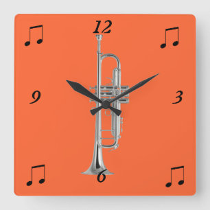 Trumpet-wandklok Vierkante Klok