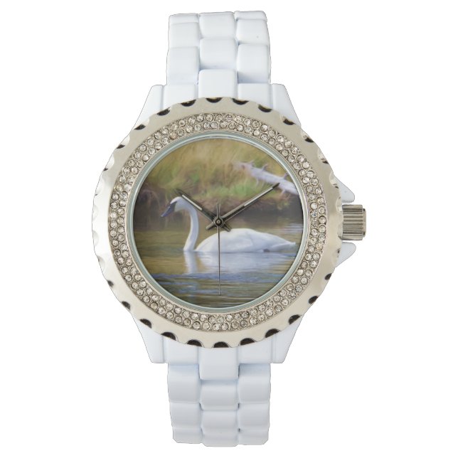 Trumpeter Swan Horloge (Voorkant)