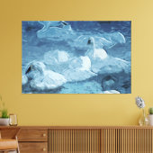 Trumpeter Swans in Morning Fog Abstract Canvas Afdruk (Insitu (Woonkamer))