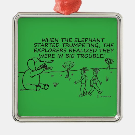 Trumpeting Elephant Metalen Ornament (Voorkant)
