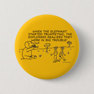 Trumpeting Elephant Ronde Button 5,7 Cm