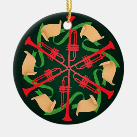 Trumpets en linten keramisch ornament (Voorkant)