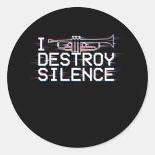 Trumpets I Destroy Silence Ronde Sticker