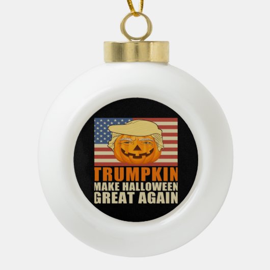 Trumpkin Halloween Funny Classic & Basic Design Keramische Bal Ornament (Voorkant)