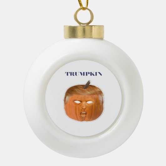Trumpkin Halloween Mask Classic Keramische Bal Ornament (Voorkant)