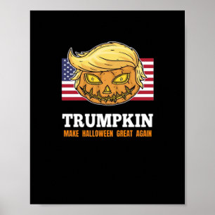 Trumpkin Halloween pompoen met vlag enge ontwerp Poster
