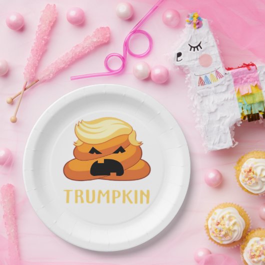 Trumpkin Poop Grappig Halloween Papieren Bordje (Feest)