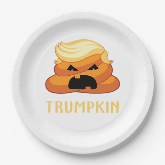 Trumpkin Poop Grappig Halloween Papieren Bordje (Voorkant)