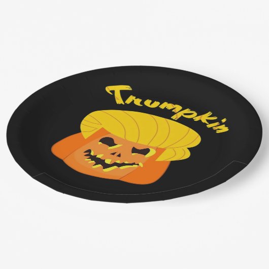 Trumpkin Pumpkin Halloween Design - Retro Slogan Papieren Bordje (Gekanteld)
