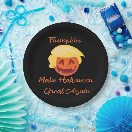 Trumpkin Pumpkin Halloween Design – Spooky Basic S Papieren Bordje (Feest)