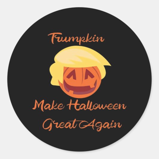 Trumpkin Pumpkin Halloween Design – Spooky Basic S Ronde Sticker (Voorkant)