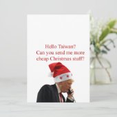 Trump's kerstoproep aan Taiwan Feestdagenkaart (Staand voorkant)