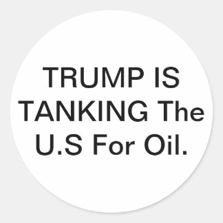 Trump's tankende VS voor olie Hankamer Artjunkhaus Ronde Sticker